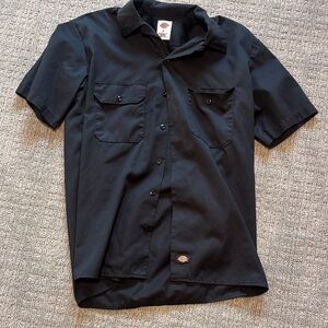 Dickies Black Short-Sleeve Button-Front Work Shirt